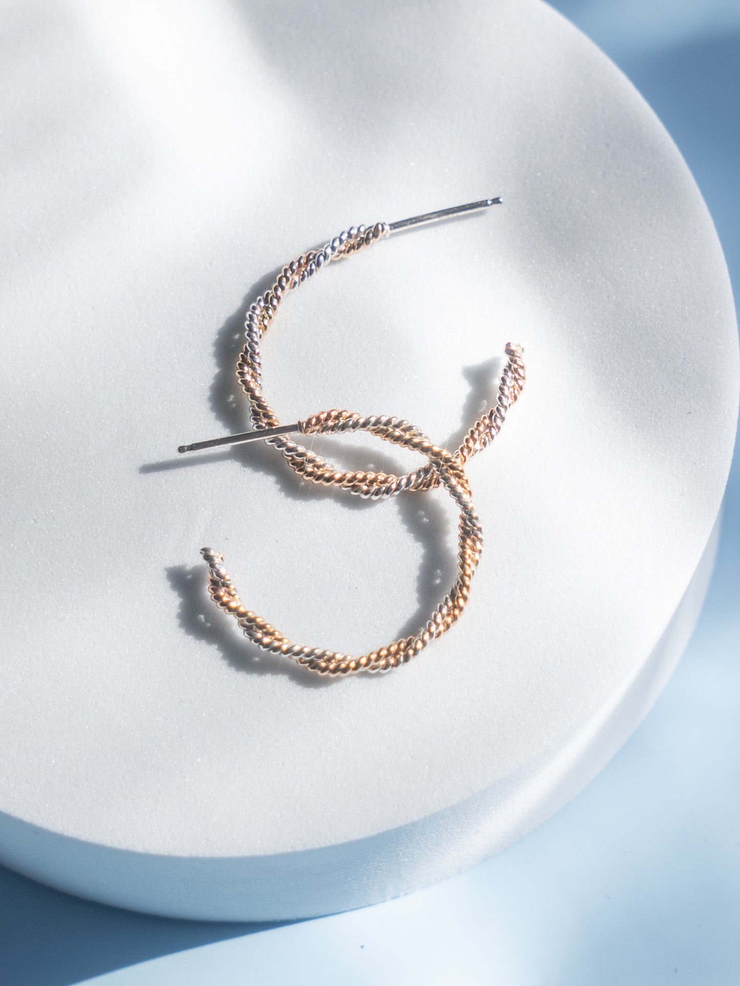 Double Twist Two-Toned Hoops