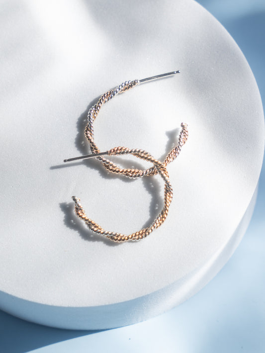 Double Twist Two-Toned Hoops